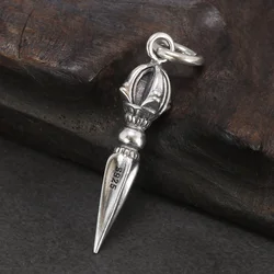 Real 925 Sterling Silver Small Vajra Pendant For Men and Women Buddhism Prayer Bouddha Jewelery