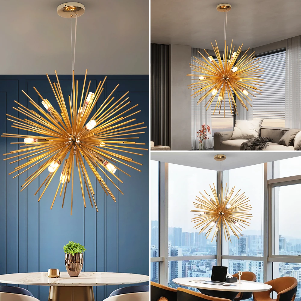 Modern Pendant Light Creative Led Gold Chandelier Kitchen Island Hanging Ceiling Lamp Living Dining Room Retro Plafon Home Decor