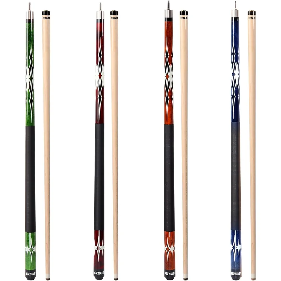 

58 2-Piece Canadian Maple Hardwood Billiard Pool Cue Sticks for Men/Women House or Commercial/Bar Use Several Colors Weight 18o