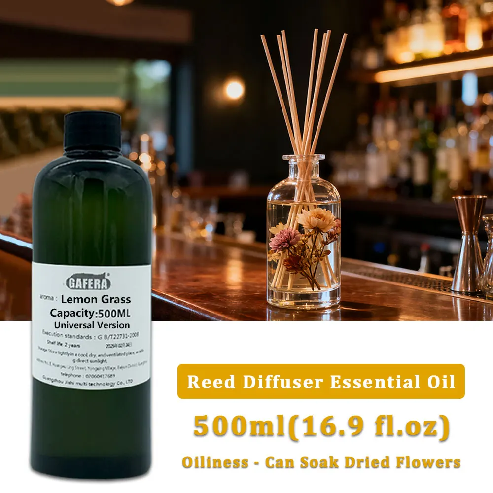 GAFERA 500ml (16.9 fl.oz) Lemon Grass Sheraton Essential Oils - For Vine Diffuser & Flameless Aromatherapy, Diffuser Aroma Oil