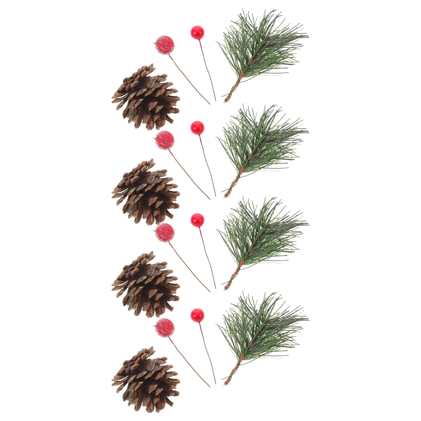 

1Pack Christmas Pine Cone and Red Berry Picks Artificial Pine Needle Branches DIY Table Centerpiece Wreath Making Decorations
