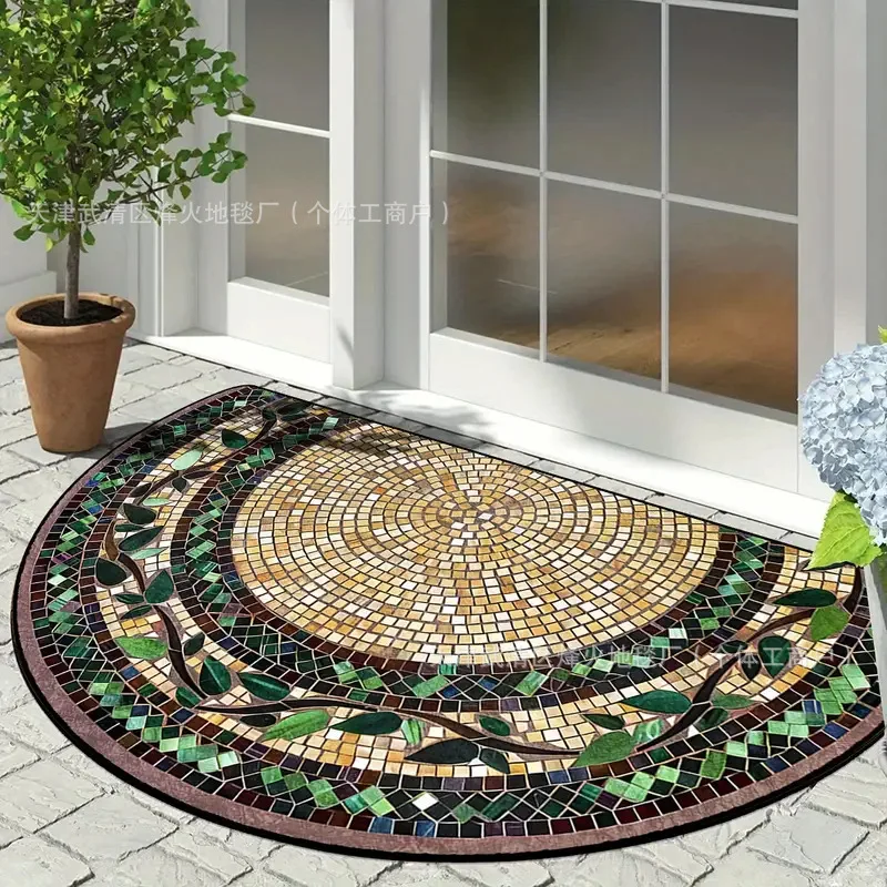 VIKAMA 반원형 플란넬 카펫 부드럽고 편안한 주방 카펫 실내 실외 입구 문 매트 홈 장식