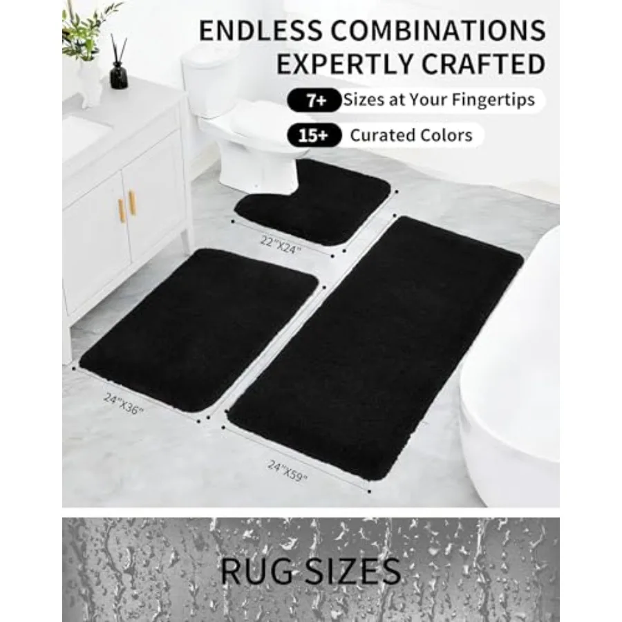 Bathroom Rugs Non Slip Washable 36x24, Ultra Thick Soft Microfiber Absorbent Bath Mats, High Density Foam Latex Non Slip Backin