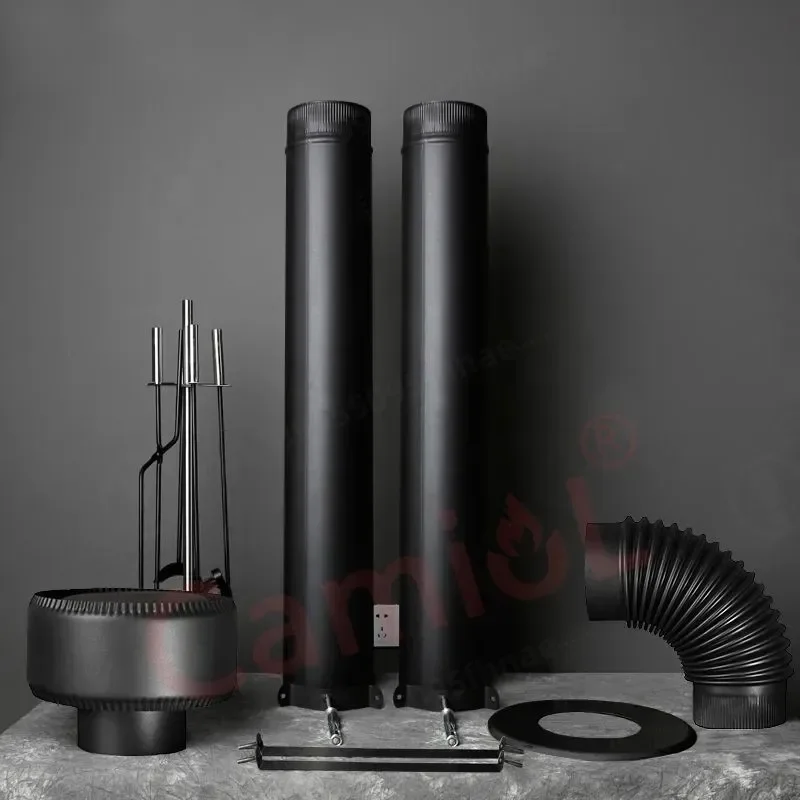 Wood Burning Fireplace 304 Stainless Steel Heating Furnace Flue Pipe Chimney Accessories Real Fire Stove Insert
