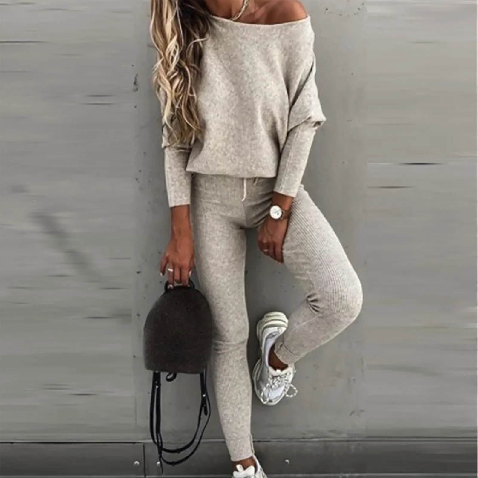 2024 Autumn Knitted 2 Piece Set Outfits Pajama Set Women Homewear Women Winter Lounge Wear Set Elegant Ladies Loungewear