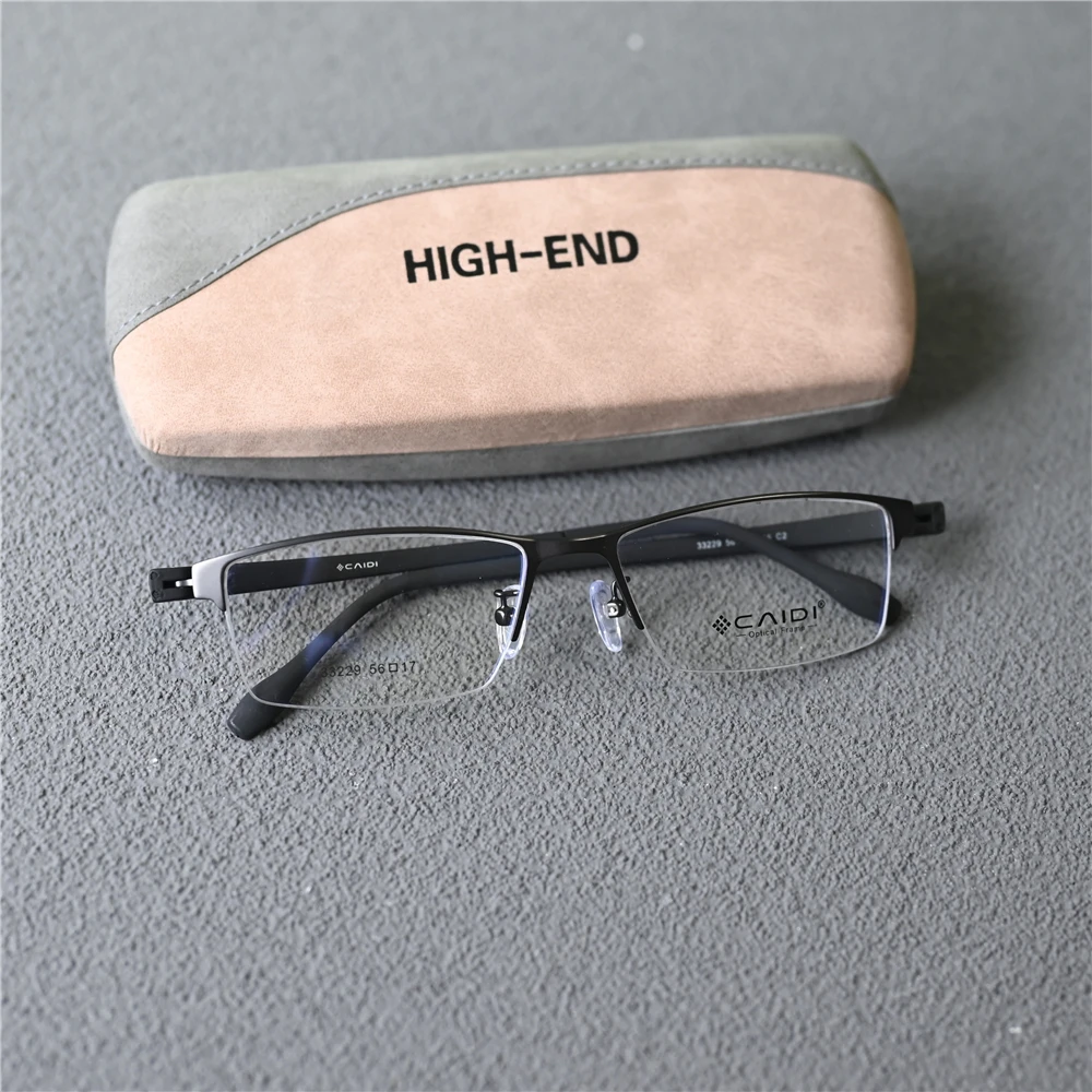 Rockjoy 160mm Oversized Reading Glasses Men Semi Rimless Eyeglasses Frame Male TR90 Spectacles for Prescription Black Grey Brown