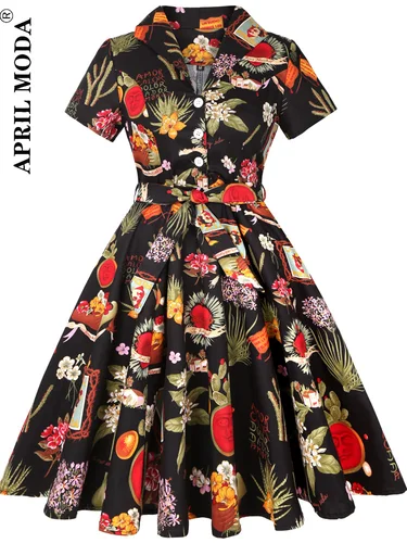 Imagen 1 del producto 2025 Robe De cóctel Pinup Rockabilly vestido Midi túnica De algodón Jurken casual Vintage años 60 años 50 gran Swing vestido De fiesta De verano