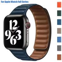 Leather Strap for Apple Watch Band 42mm 46mm 45mm 44mm 40mm Original Magnetic Loop Link Bracelet iWatch Ultar 2 49mm 10 9 8 7 SE