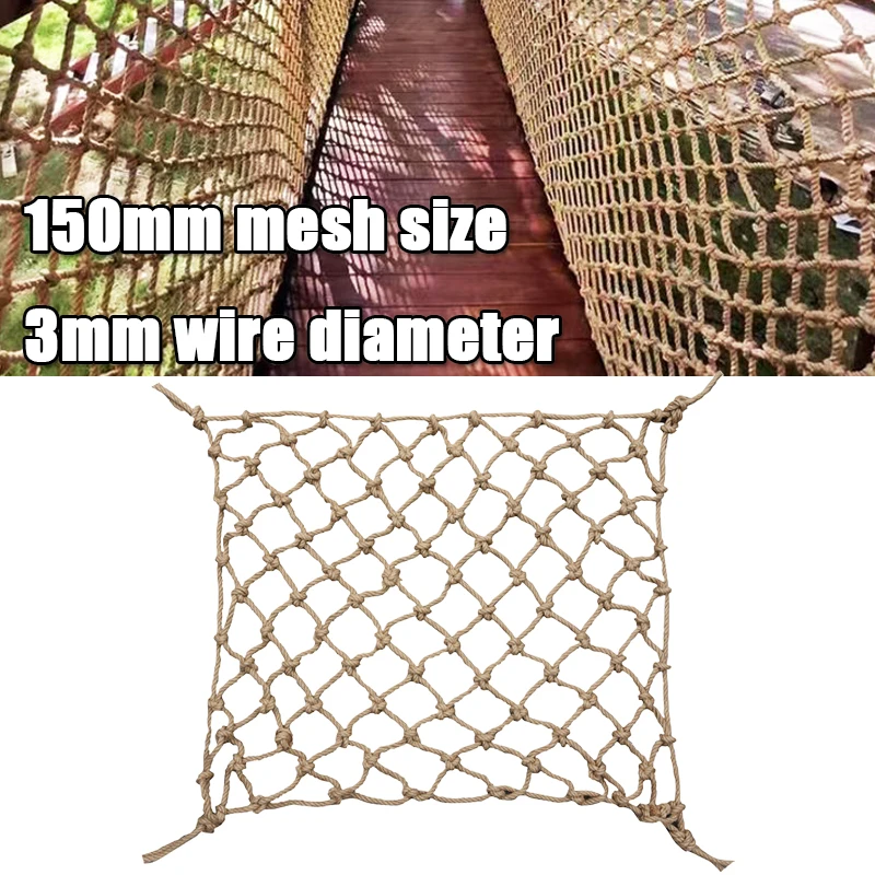 1Pc Retro Hemp Rope Net Perfect For Garden Decor Cat Balcony Stair Railing & Safety Net Indoor/Outdoor Use Protection Fence