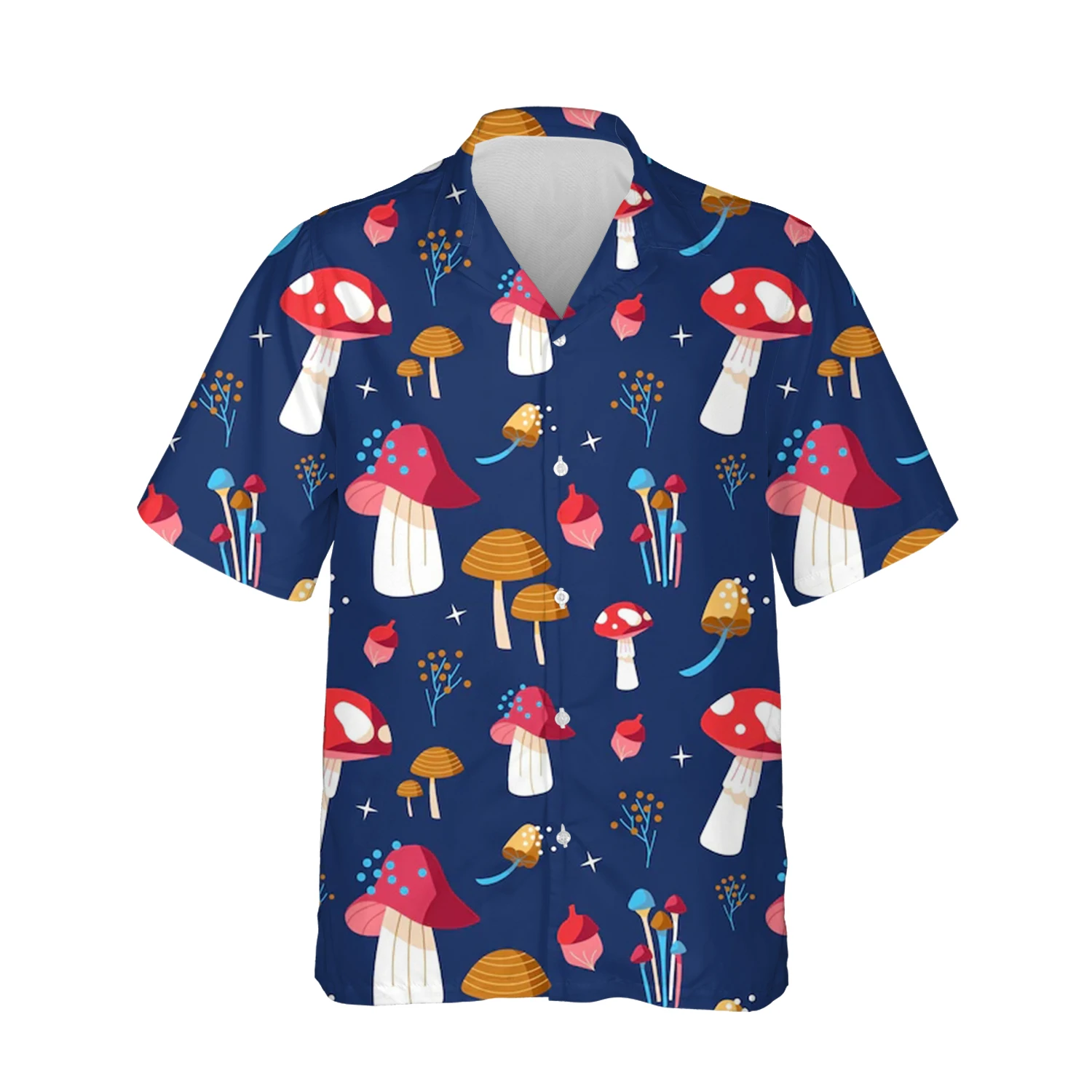 Jumeast 3D Print Mushroom Flower Men Hawaii Shirts Vintage Beach Shirt Cottagecore Blouses Y2K Fashion Social Victorian Clothes