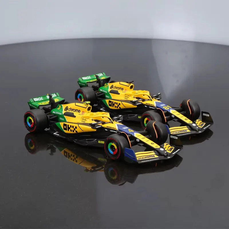 New 2024 Bburago F1 Mclaren Mcl38 Monaco Grand Prix Version Diecast Mclaren Lando Norris #4 #81 Formula Car Model Toy Boy Gift