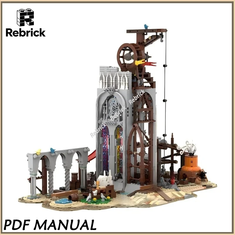 Vintage Stoneworker Guild MOC Bricks Set Medieval Carving Workshop Castle Landscape Educational Assembly Hobby Toy