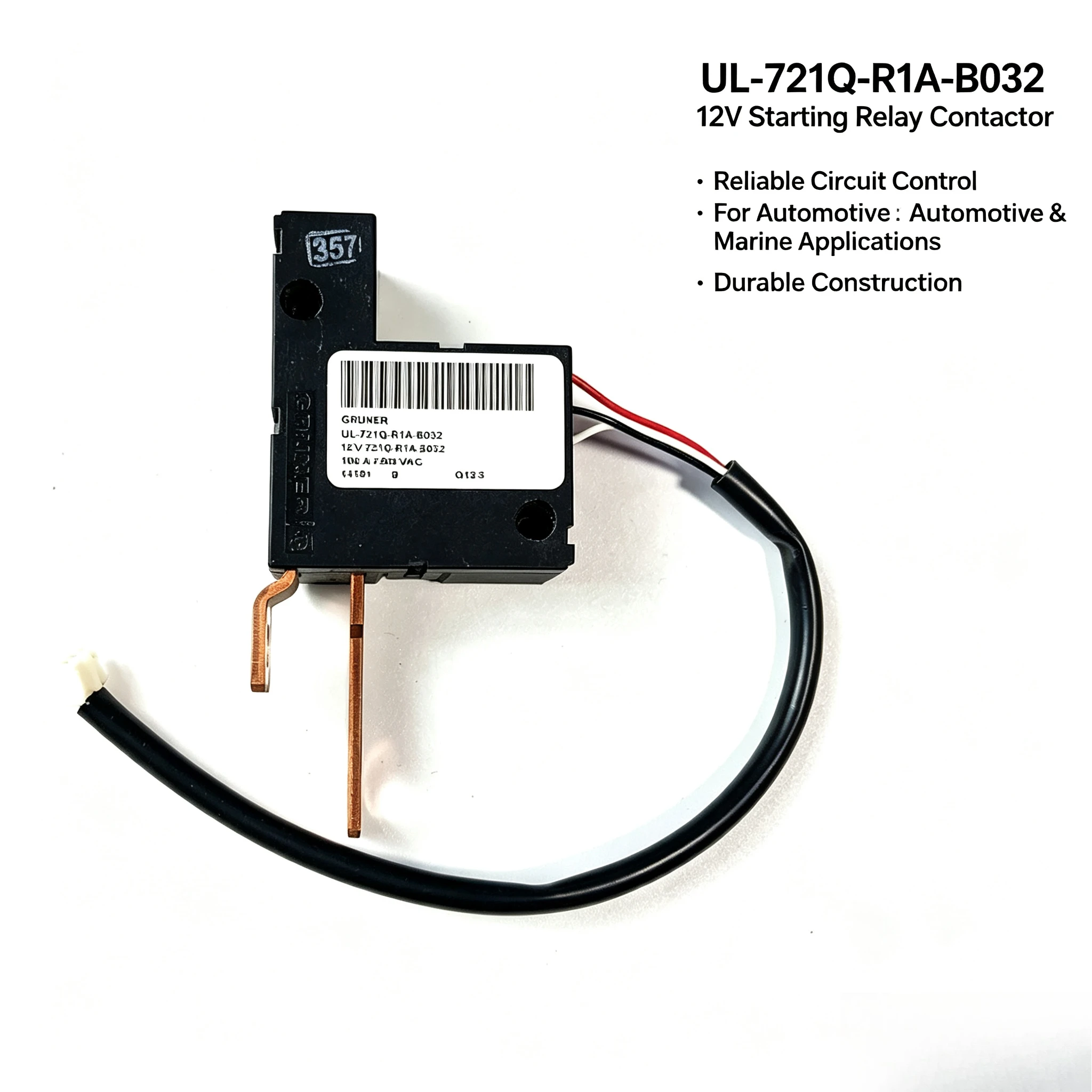 For12V Starter Relay Contactor for Vehicle Circuit Control, UL-721Q-R1A-B032 Automotive Marine Relay Switch