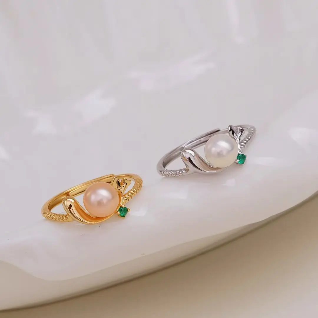 S925 Sterling Silver Adjustable Finger Ring Mountings Base Setting Findings Jewelry Components for 5-6mm Pearls 3pcs/lot