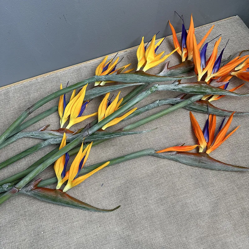 4 Stück Simulationsblumen 97cm PU Paradiesvogelzweig Künstliche Blume Einkaufszentrum Dekoration Künstliche Gelbe Paradiesvögel – Detail 13