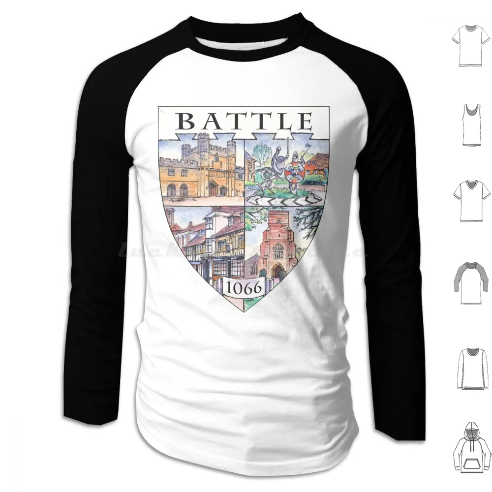 

Battle 1066 Hoodie cotton Long Sleeve Battle Battle Of Hastings King Harold Normans Hastings Shield Medieval Church Abbey