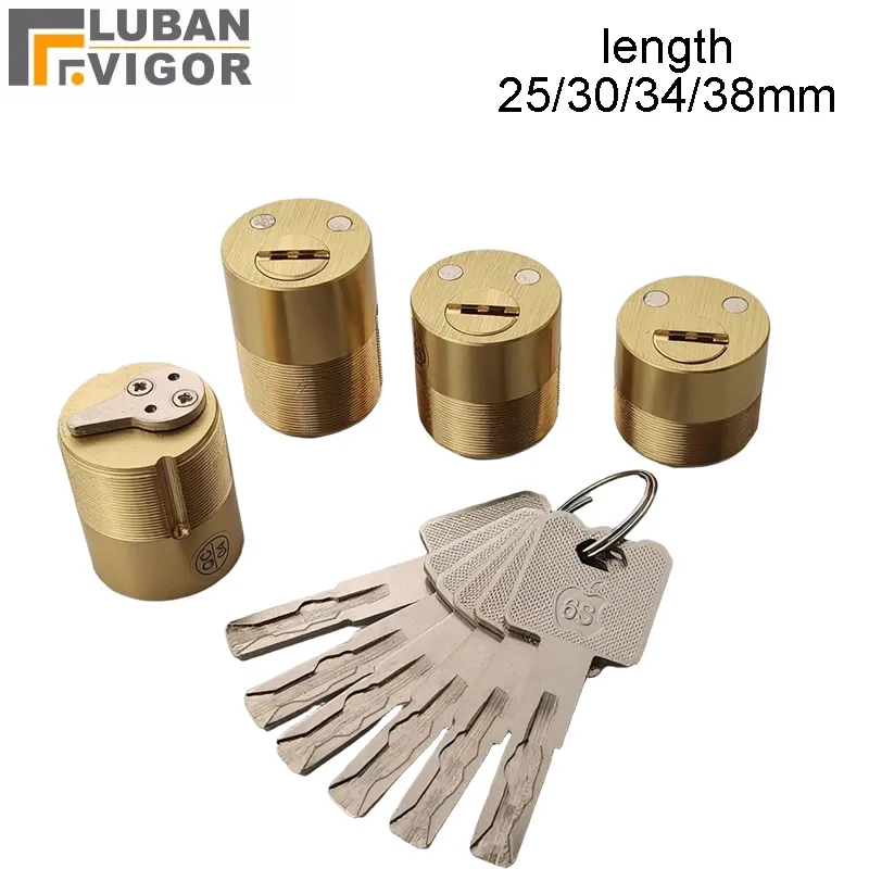 Hotel electronic credit card lock  core with magnetic beads round cylinder with 6 C-class key brass body length 25 30 34 38mm