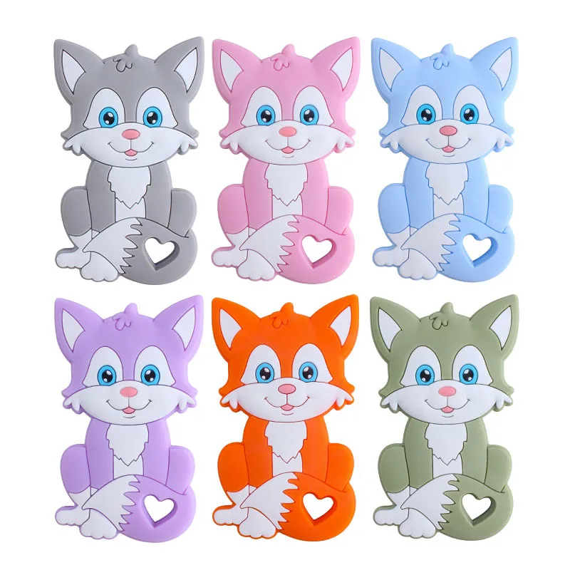 

Silicone Fox Baby Teether Cartoon Animal Mordedor BPA Free Rodents Bite Teething Necklace DIY Gifts Baby Teether