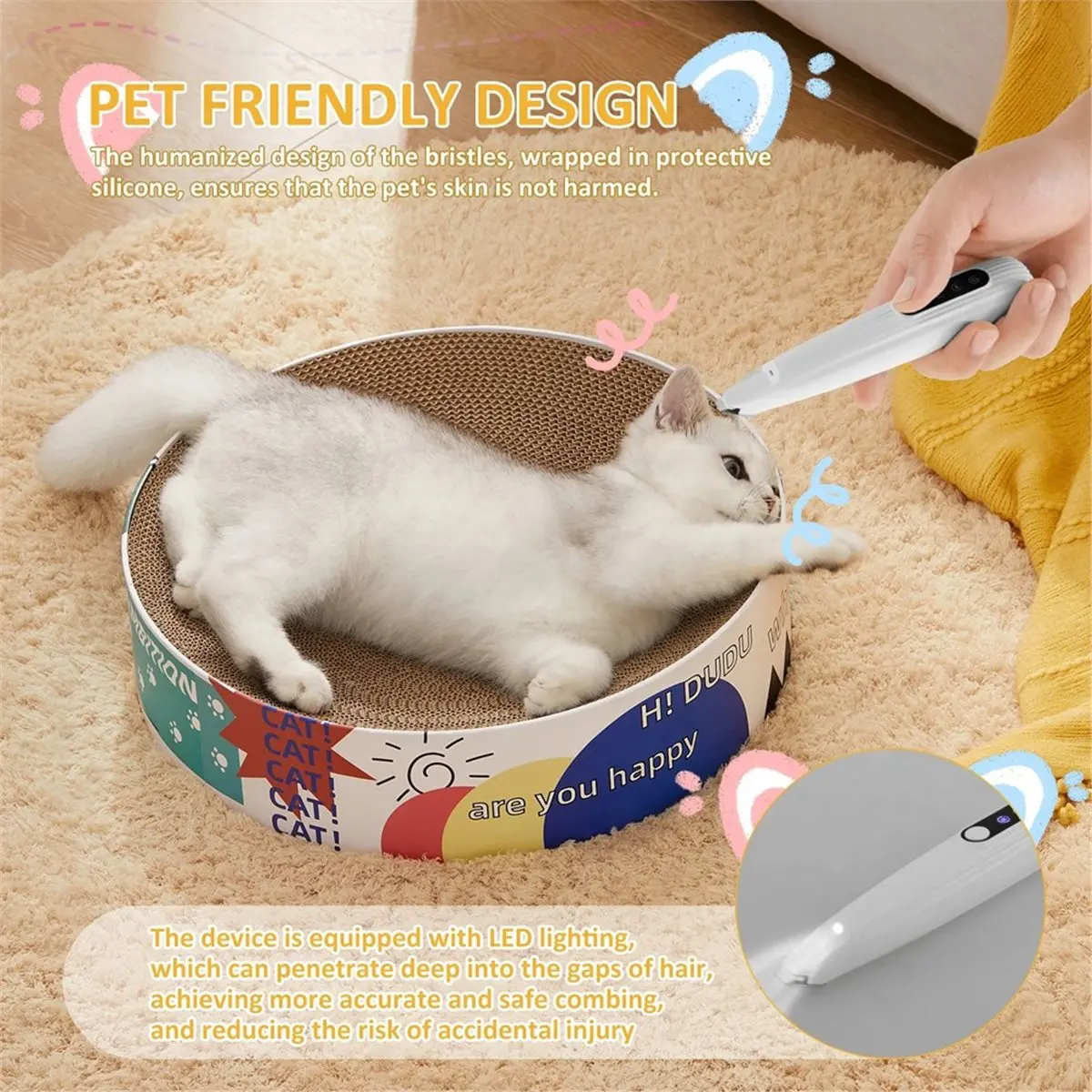 

(MEOF) Cordless Dog Paw Trimmer with LED Light, Low Noise Waterproof Pet Hair Shaver