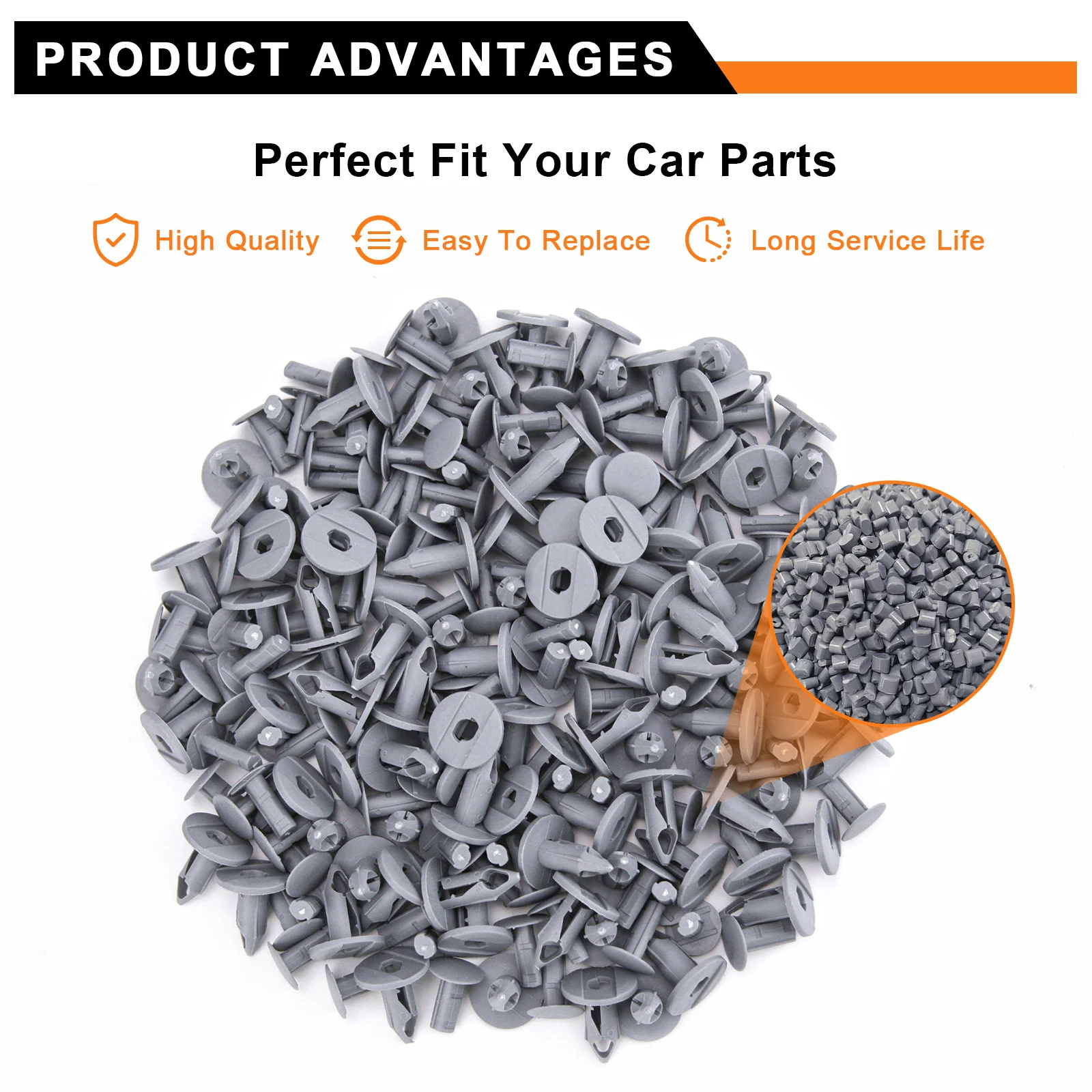 더 긴 트림 패널 클립 회색 카펫 안감, VW GM 포드 크라이슬러 르노 아우디 교체 부품 푸시 타입 리테이너, 100x