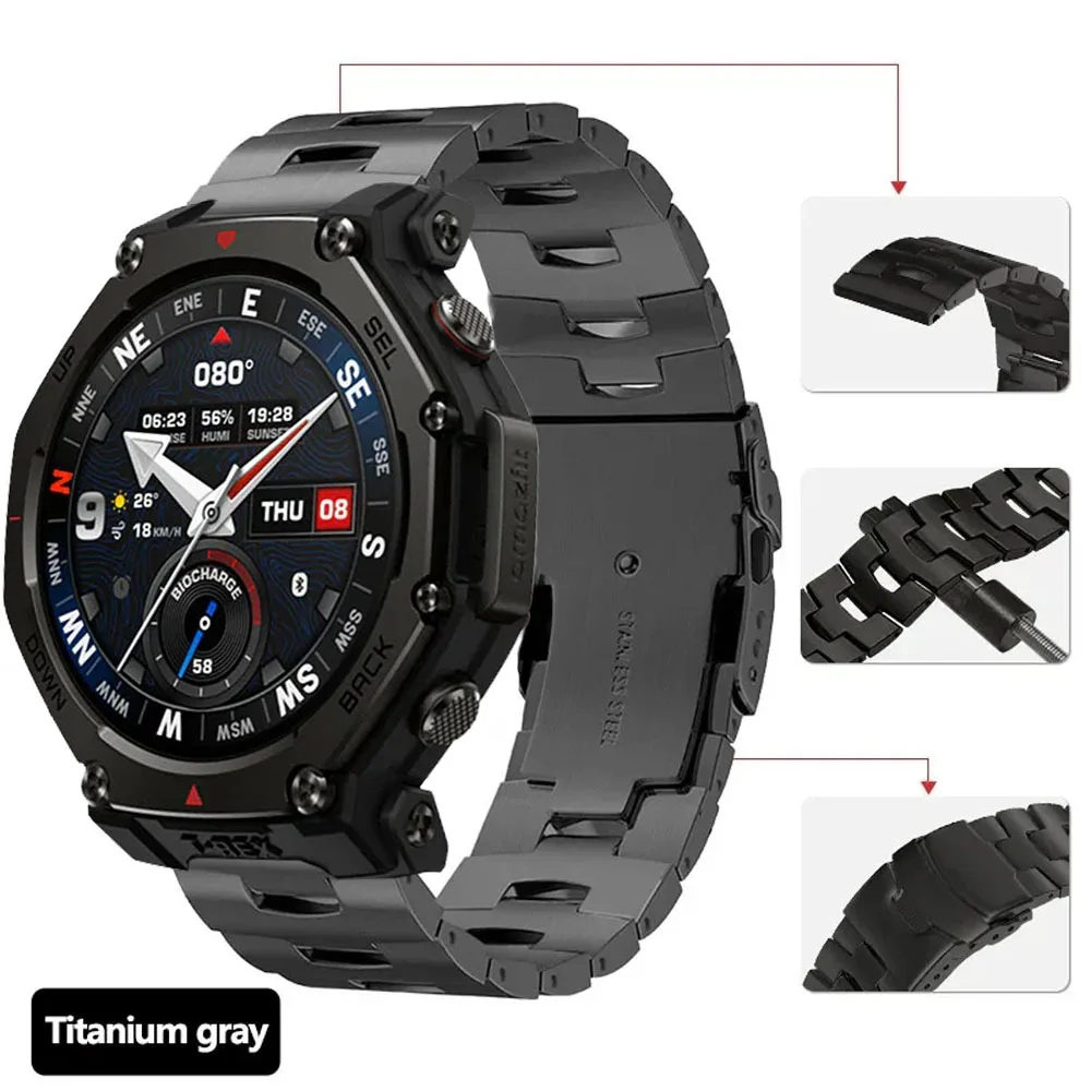 22mm Oracle Titanium Strap For Amazfit T-Rex3 Pro 48mm High-end Metal Band For Amazfit Bip 6-5/Balance 2-1/GTR 4-3/Cheetah Round