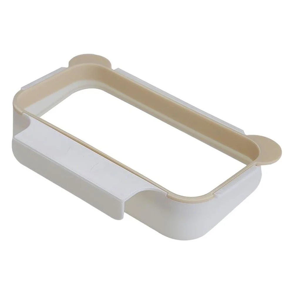 Foldable ABS Trash Bag Holder Rack - Kitchen Hanging Waste Bin for Cabinet Doors Panda Ear Style 18.5x12x3.5cm