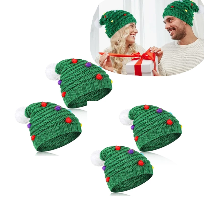 

4pcs Christmas Hats for Men and Women - Funny Unisex Holiday Cap - One Size Fits Most