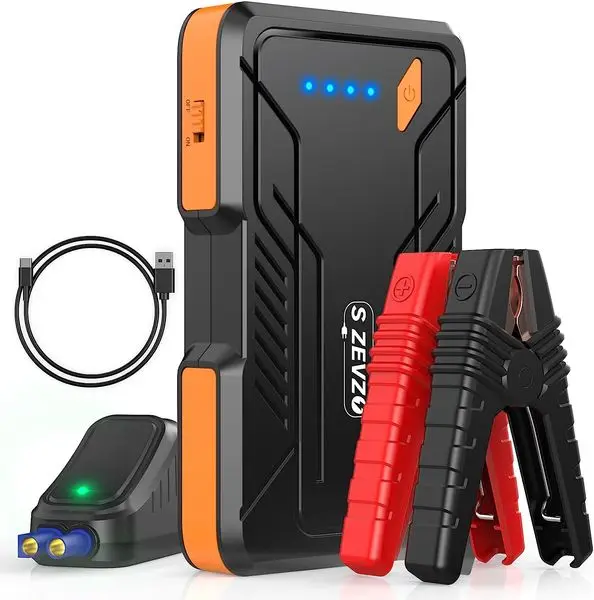 

S ZEVZO Jump Starter 1000A Peak Portable Jump Starter for Car (Up to 7.0L Gas/5.5L Diesel Engine) 12V