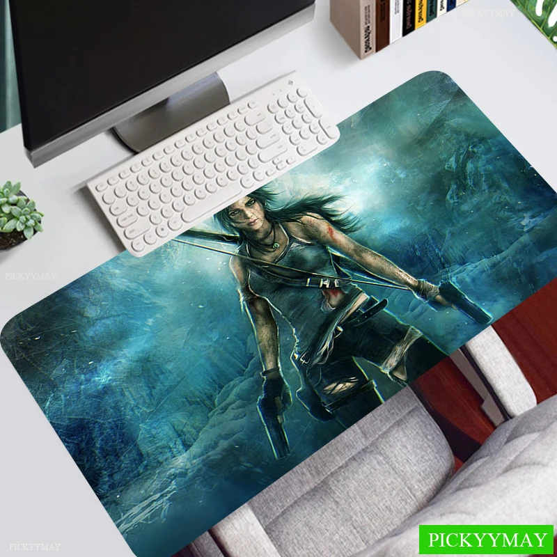 Gaming Computer Mouse Pad Tomb Raider Large Mouse Mat Big Desk Mat Non-Slip Rubber Base Mausepad Big Keyboard Mat For Laptop PC