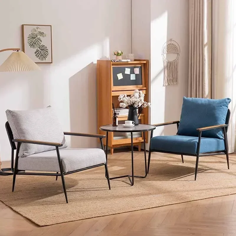 كرسي أريكة فردي بتصميم عصري فاخر على شكل عرش معدني للشرفة وغرفة المعيشة والمكتب والحديقة والأثاث البسيط #6