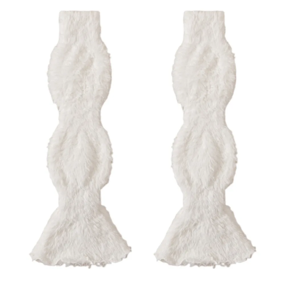 

Trendy Y2K Coral Fleece Foot Cover Elastic Warm Lolita Boots Cover Comfortable Soft JK Knee High Socks Home Wear