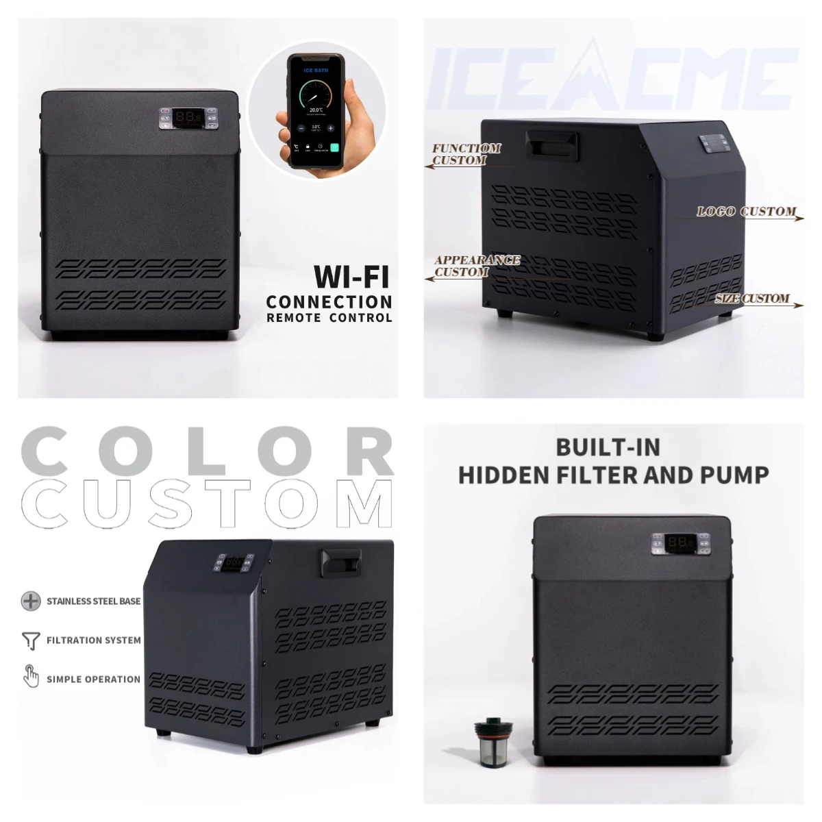 Afbeelding 3: Mini 1/3PK IJsbad Waterkoeler met WiFi, Filter & Pomp, R290, 110/220V