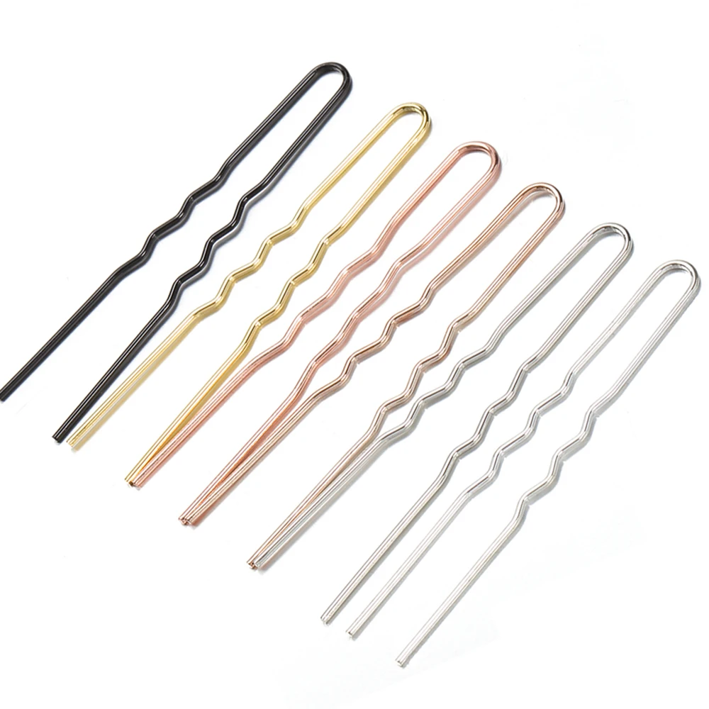 50Pcs Hair Sticks Silver Color Plated U shape Hair Pins Needles Base for DIY Making Women Bride Jewelry Head Jewelry Wholesale