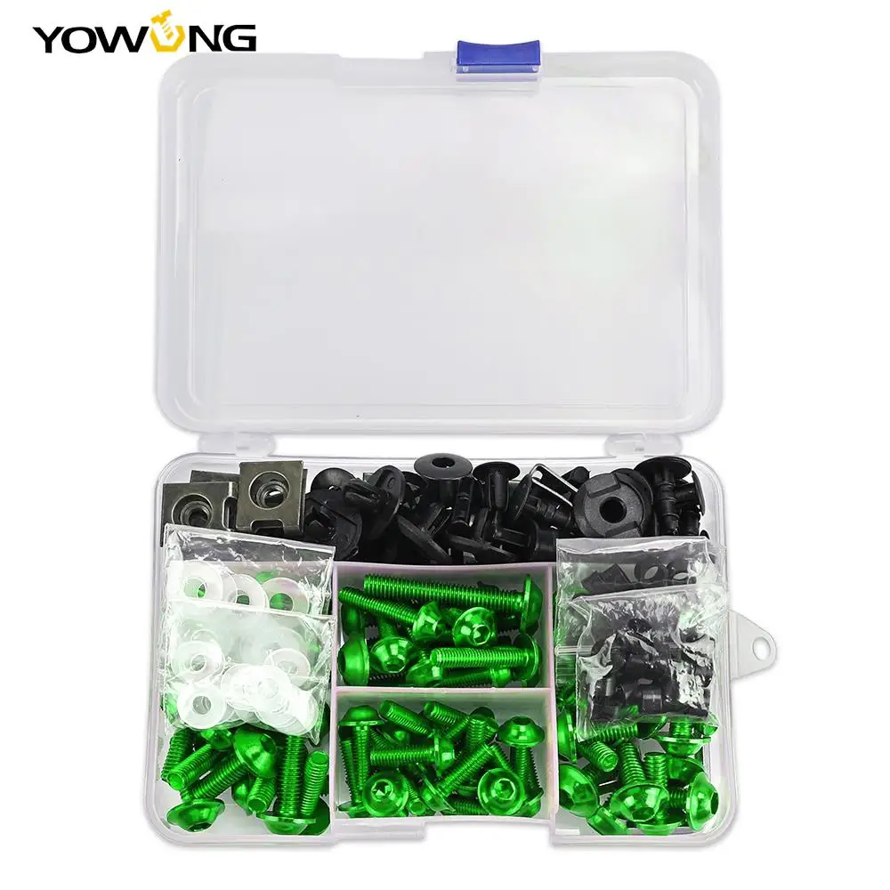 

For KAWASAKI VERSYS 650 NINJA 300 400 650 ZX6R VULCAN S 650 ZX10R KLX250 Motorcycle CNC Fairing Bolt Kit Fastener Clips Screw
