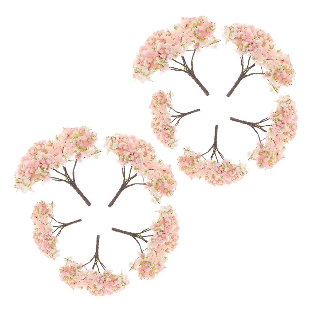 

10pcs Mini Cherry Blossom Trees For Diorama Sand Table Decor Miniature Landscape Small Scene Tree Decorations Artificial