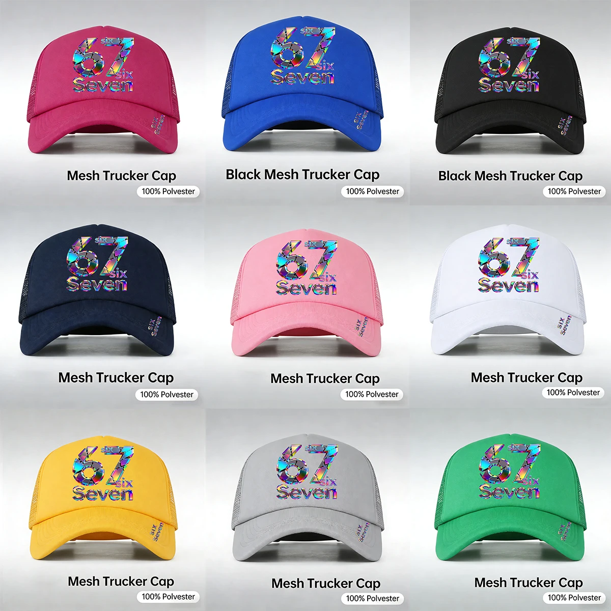Unisex ‘67’ Printed Mesh Baseball Cap,Truck Driver Cap, Adjustable Snapback Breathable Mesh Hat Suitable for Outdoor