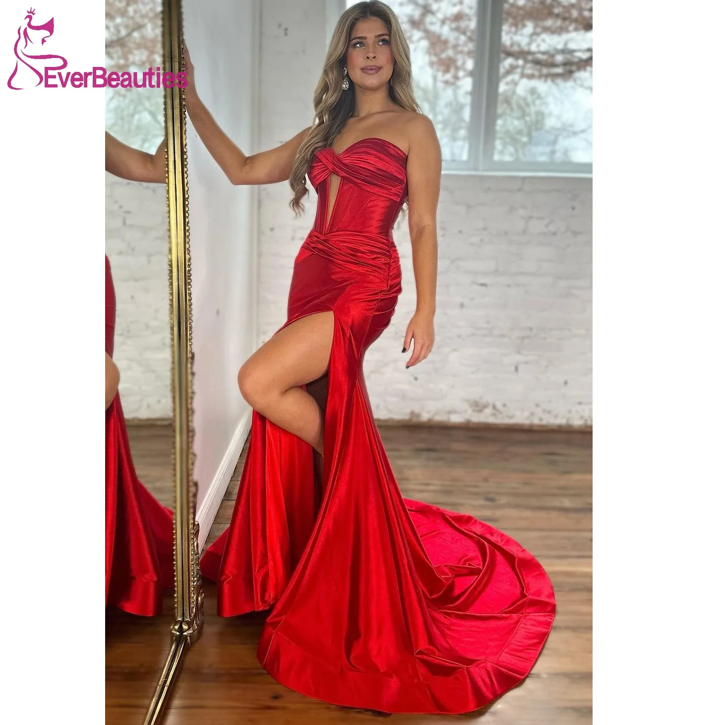 Mermaid Satin Prom Dresses Long Sweetheart Vestidos De Gala Mujer Evening Dress for Women 2024 Side Slit Formal Occasion Dresses