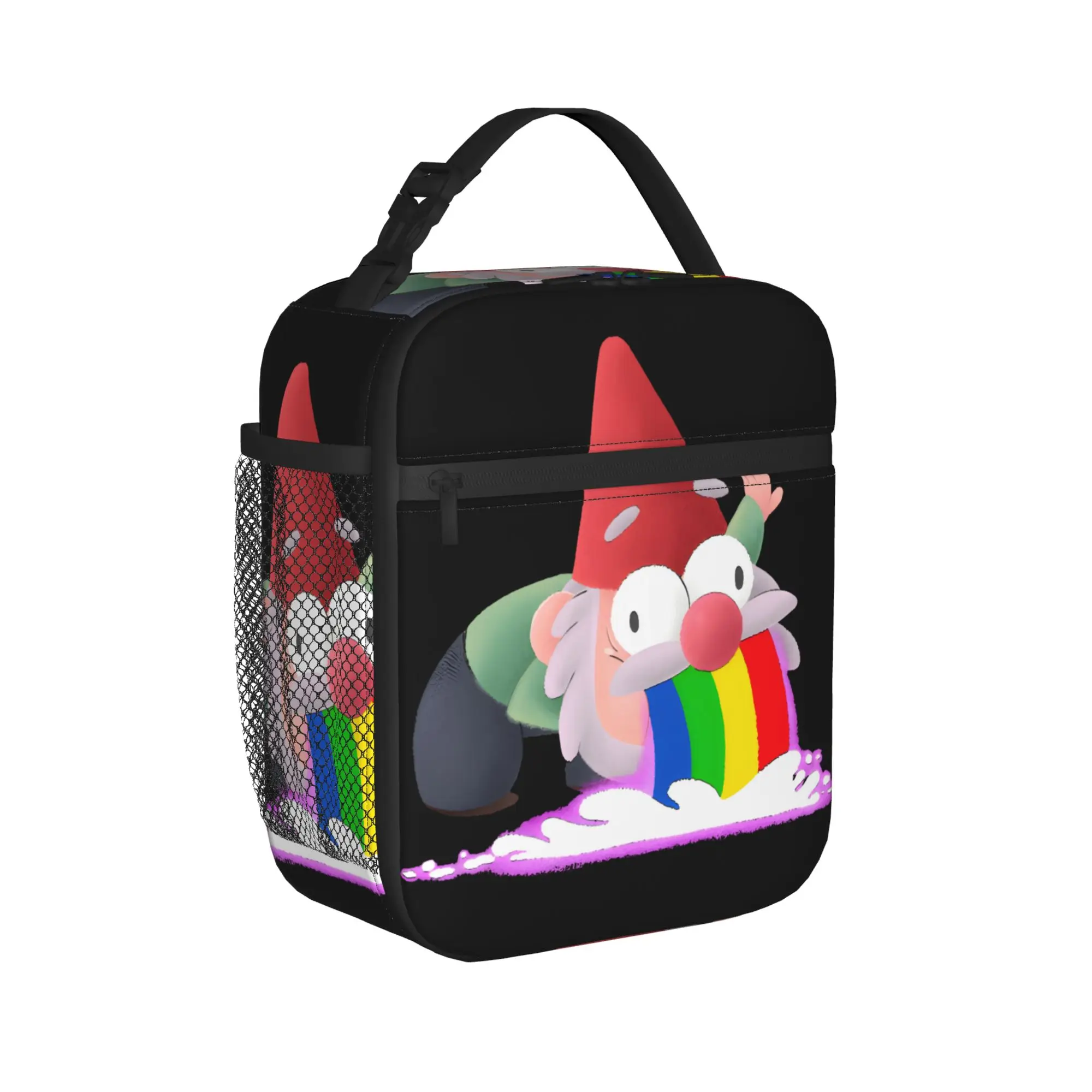 Gnome with RAINBOW Lunch Bag G-Gravity Falls Cute Lunch Box Office Convenient Tote Food Bags For Men Waterproof Print Cooler Bag
