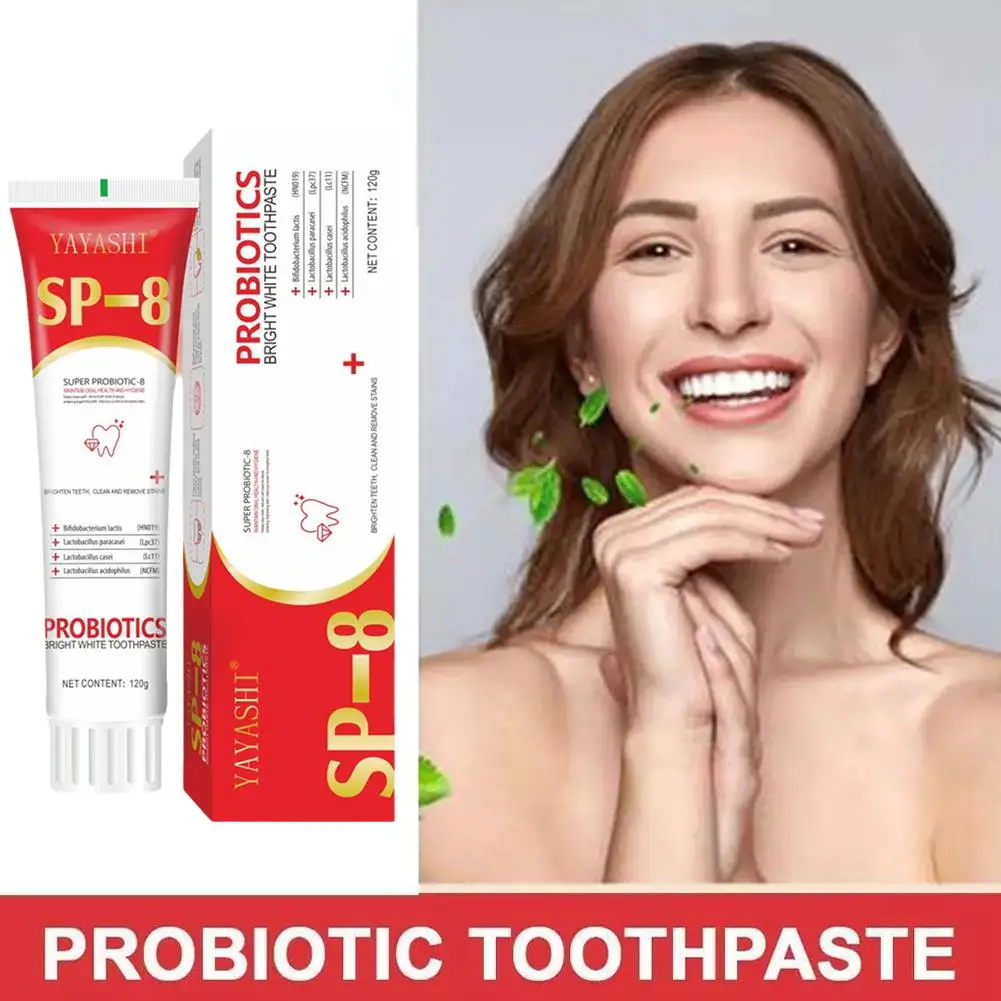 

Probiotic Toothpaste SP-8 Whitens Teeth Removes Yellow Stains Tooth Whitening Agent Oral Hygiene Cleans and Freshens Breath