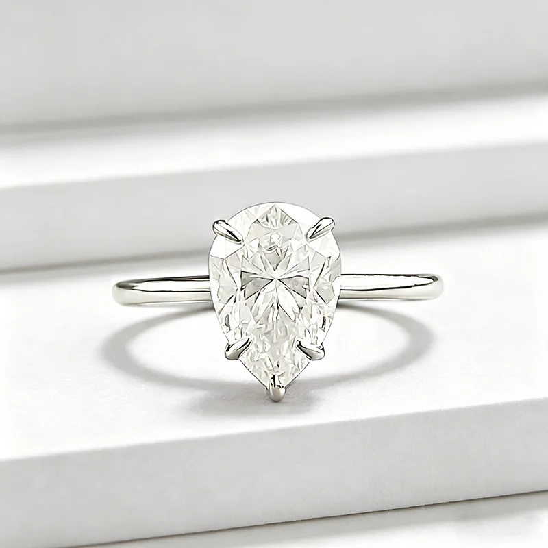 

Кольцо с муассанитом 2 карата, цвет D, в форме капли, из стерлингового серебра 925 пробы, для вечеринок, свадеб, помолвок, подарок для женщин