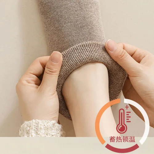 Imagen 2 del producto 5 pares de calcetines de punta para mujer, calcetines gruesos de algodón de invierno, sólidos, sueltos, transpirables, cálidos, para dormir, Terry contra la nieve fría, calcetines de cinco dedos