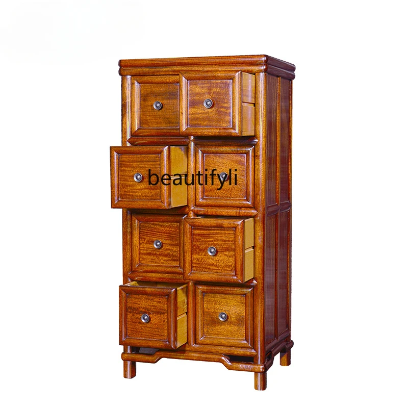 

Mahogany furniture rosewood black red sandalwood bright eight draws, storage, lockers all solid wood simple