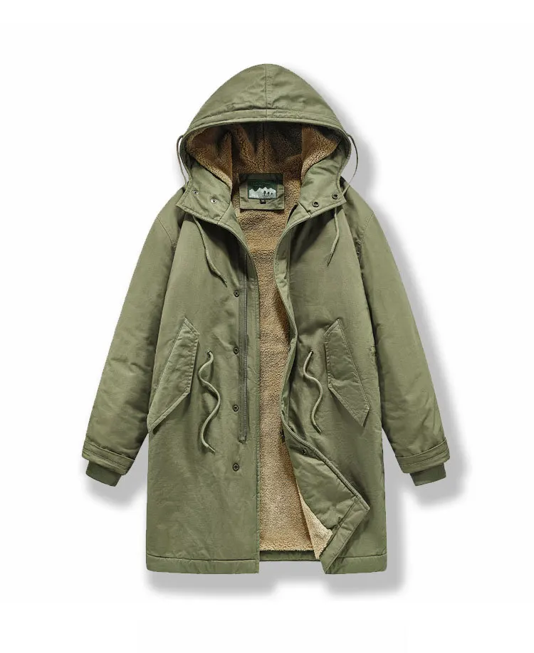 Neue Winter-Herrenjacken mit Kapuze und Pelzkragen, Warme Lange Fleece-Jacken, Hochwertige Outdoor-Freizeitjacken für Männer – Detail 9
