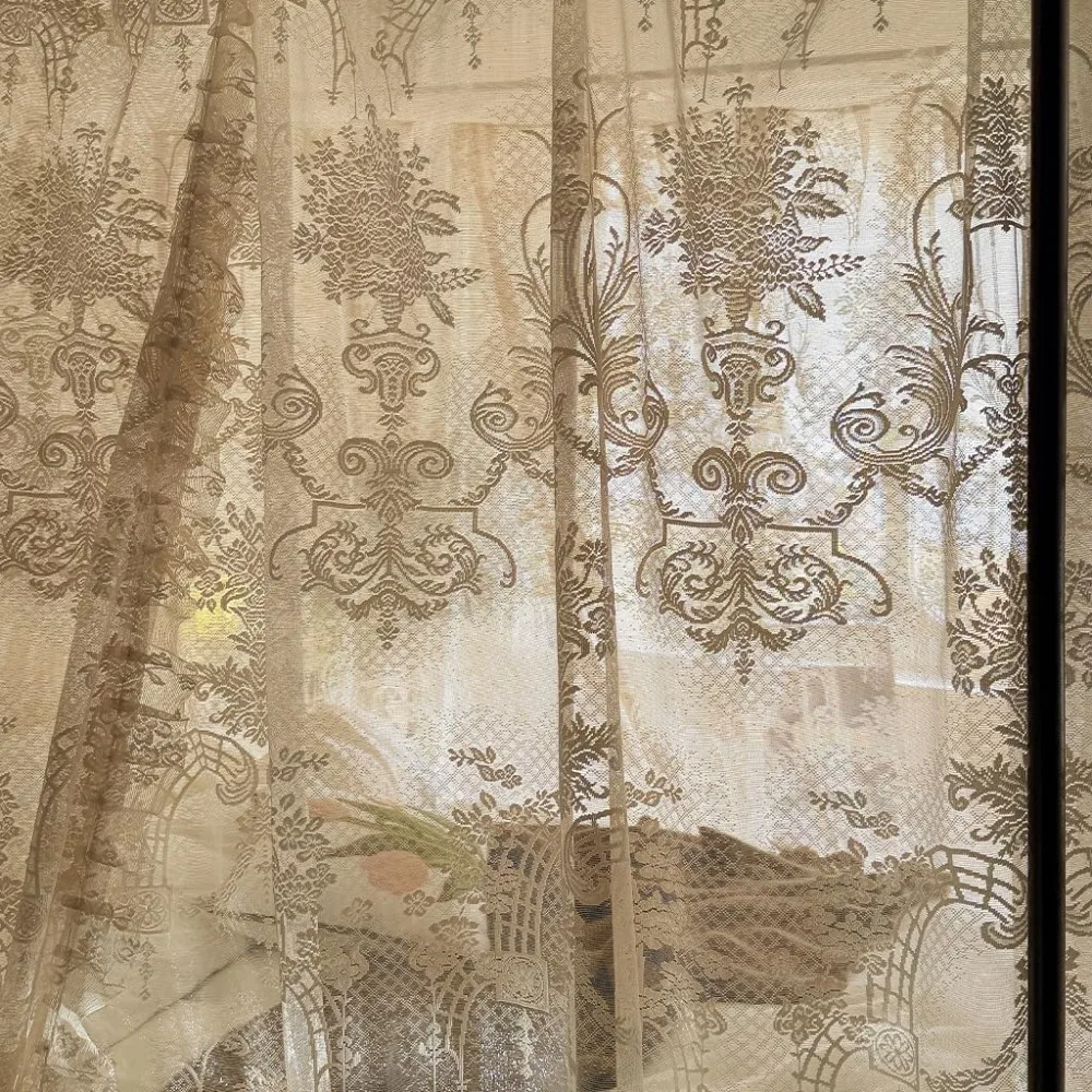 Elegant Lace Princess Mosquito Net Bed Canopy for Girls Women Wedding Decor (Cream, California King)
