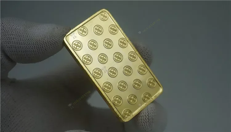 Suiza 1 Ouncefine Gold Argor-heraeus Sa Nuggets conmemorativos de oro falso Chapado en moneda de 24k, chapado en cuadrado