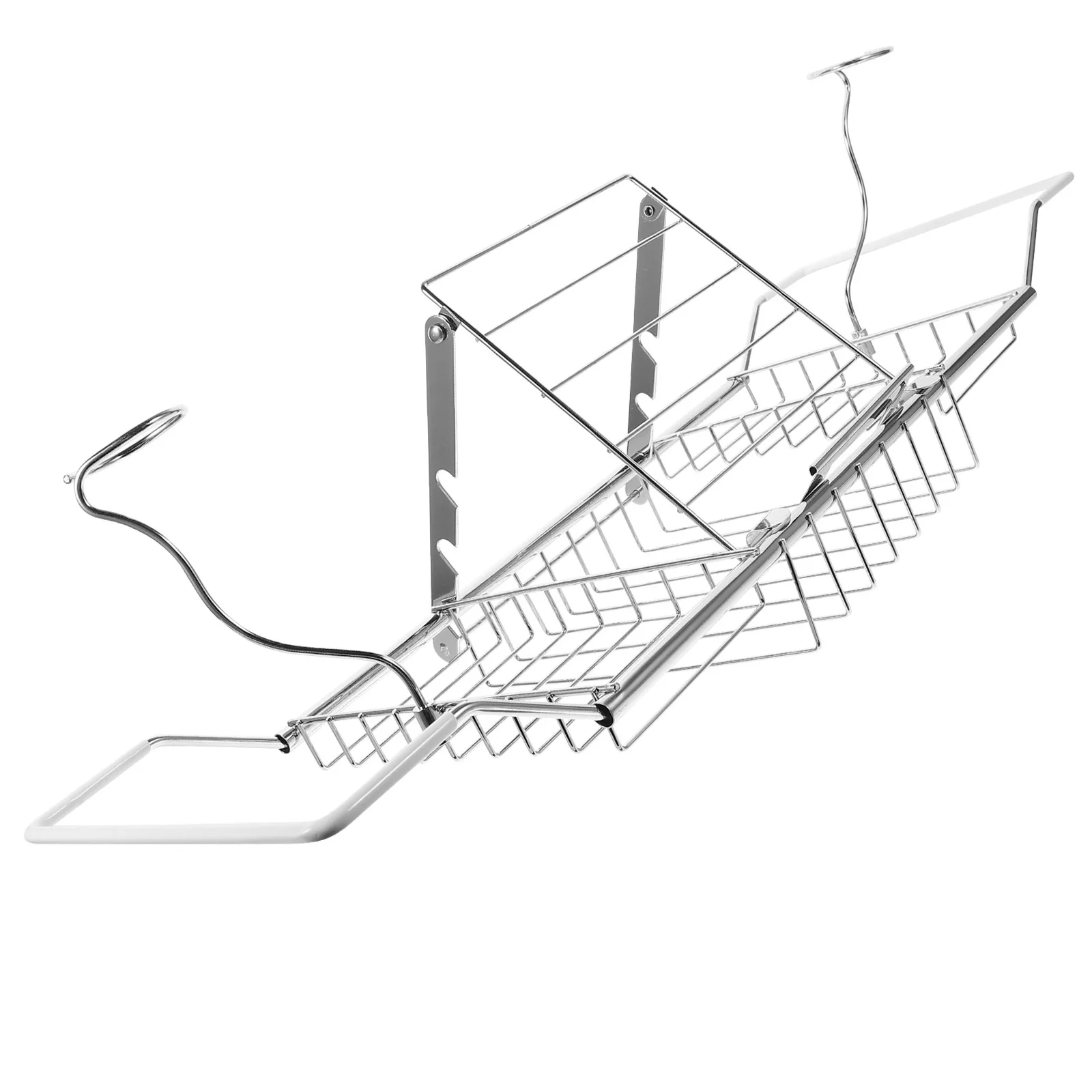 

Bathtub Tray Wine Rack Chrome Extendable Bath Caddy For Reading Drinking Non-Slip Over Tub Organizer Bathroom Storage