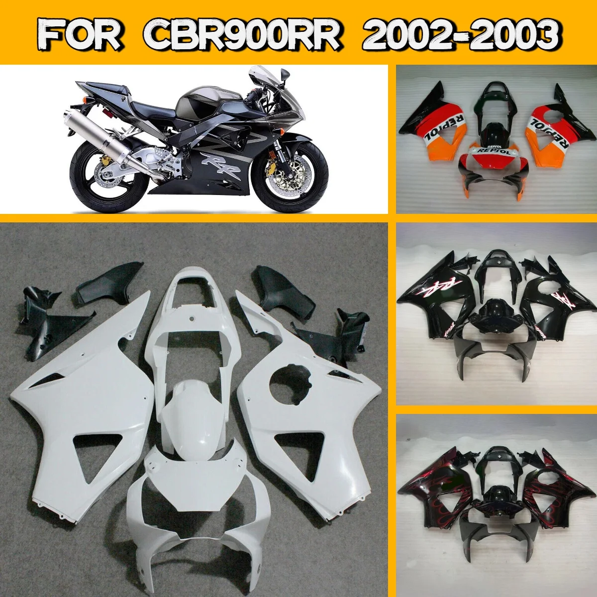 

Комплект обвесов для мотоцикла Honda CBR 900RR 2002-2003 годов, полный комплект обтекателей из ABS-пластика, панели кузова 02 03 CBR900RR