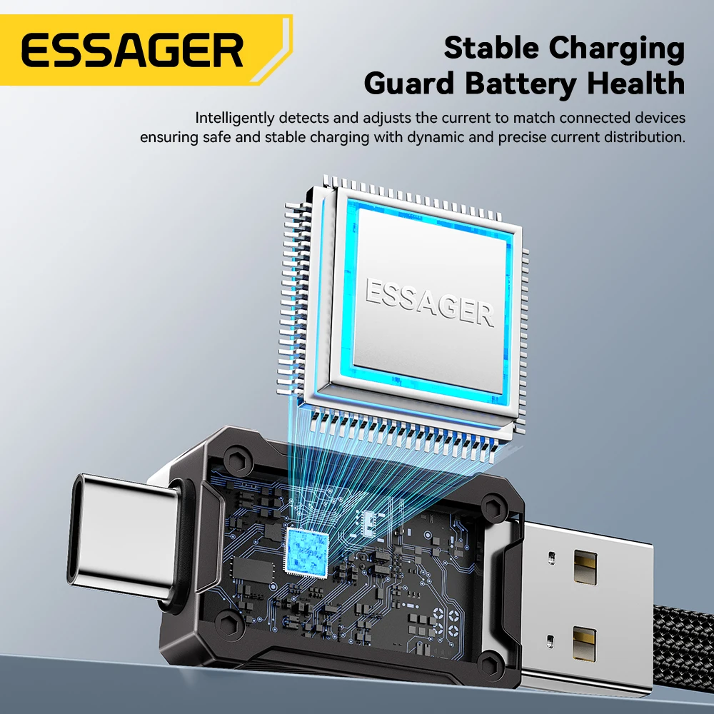 Essager 65W 4 in 1 USB C Cable Mecha Fast Charging Cable for iPhone 16 15 14 Macbook Type C Multi Port Quick Charge Wire