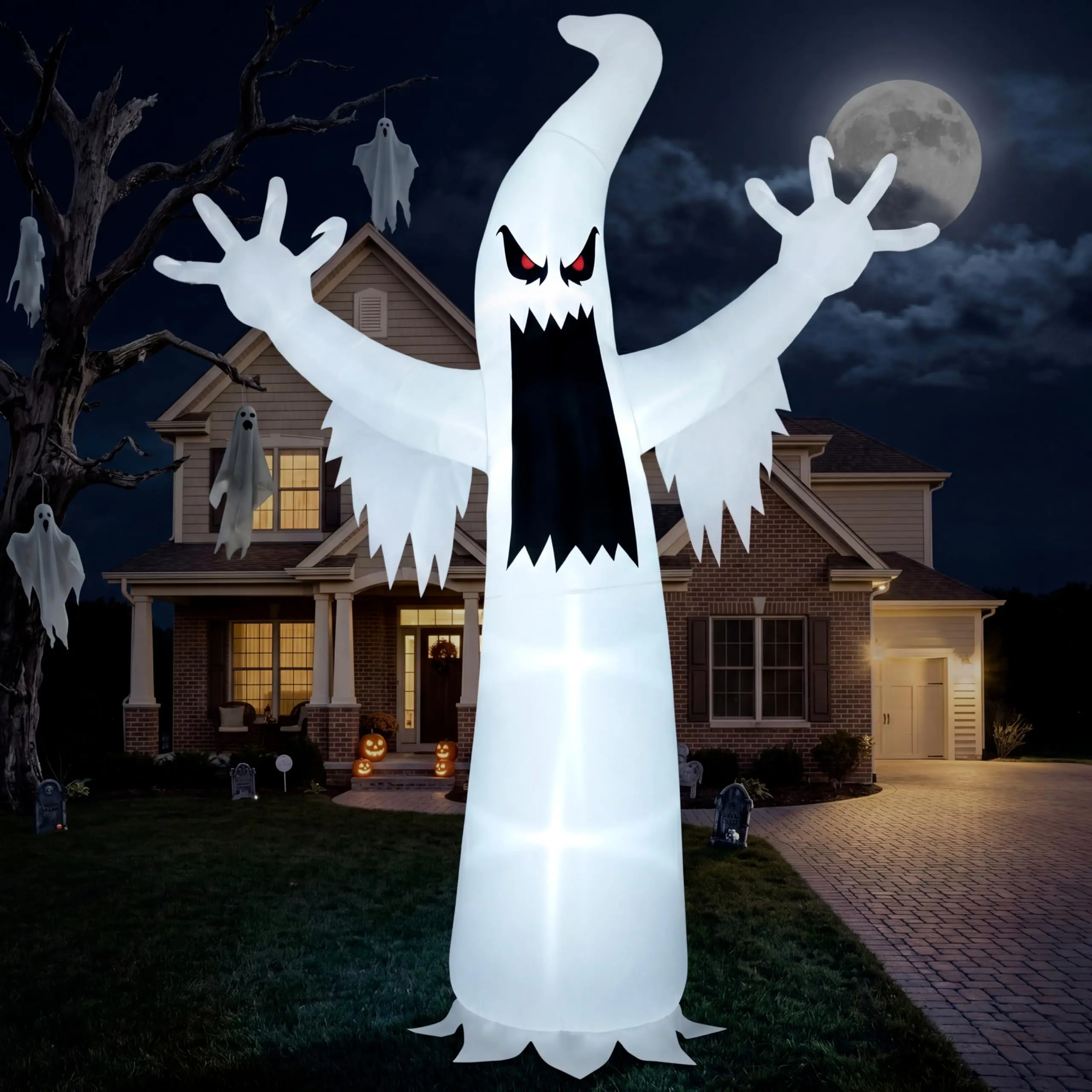 Joiedomi 12 FT Halloween Inflatables Outdoor Decorations, Scary Ghost Halloween Decor, Inflatable Ghost Blow Ups for Yard with LEDs for Outside Yard Decorations