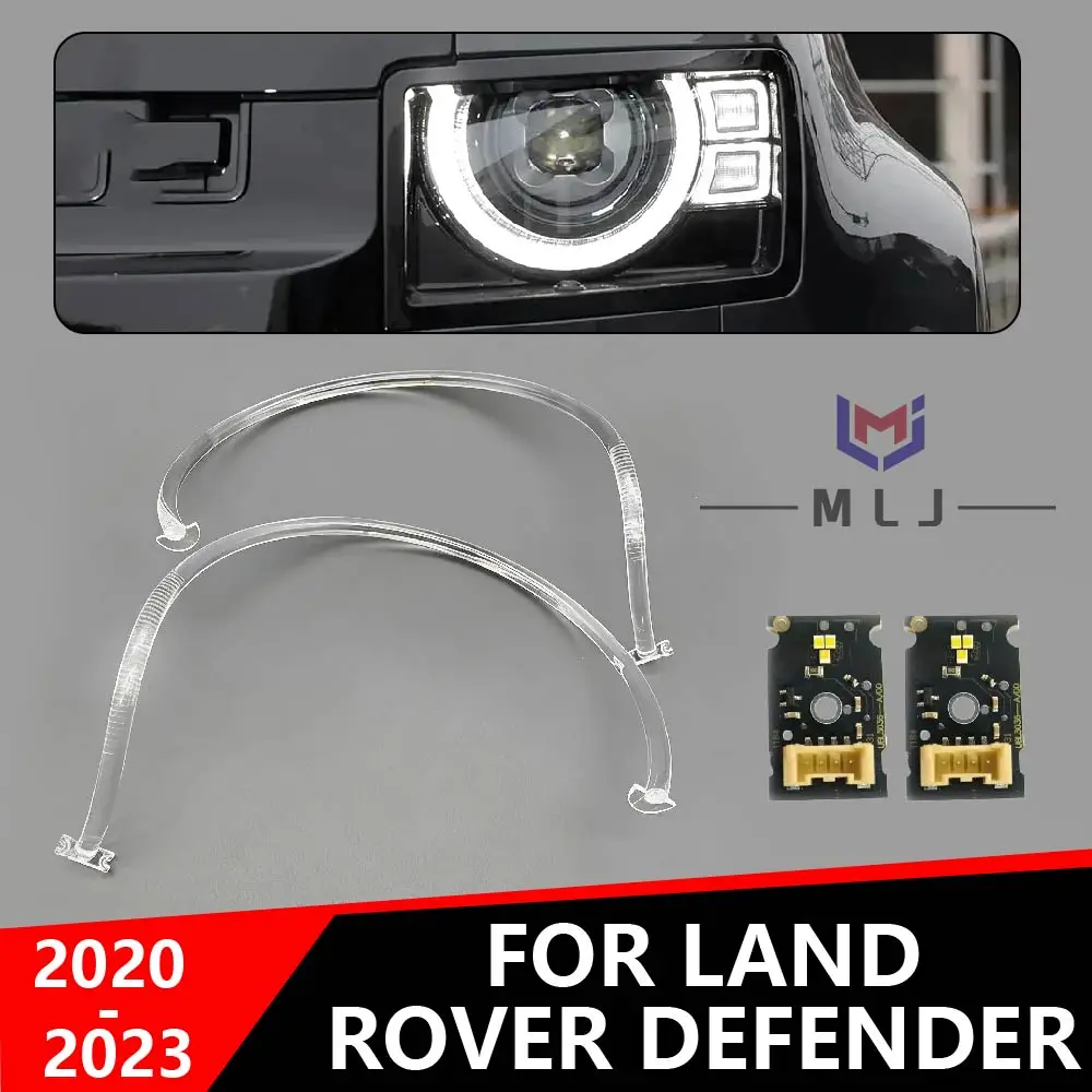 For Land Rover Defender 2020-2023 Headlight Spare Part Angel Eyes LED DRL Light Guide Strip Tube Bar Daytime Running Light Board